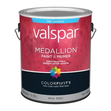 VALSPAR Exterior Paint, Flat, Latex Base, Flat, 1 gal 027.0045501.007